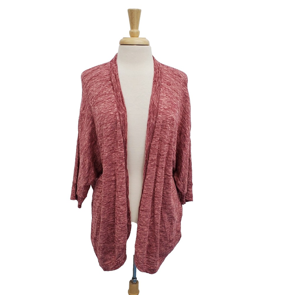 SOHO New York Womens Open‎ Front Cardigan Sweater Size L Pink 3/4 Sleeve NWT